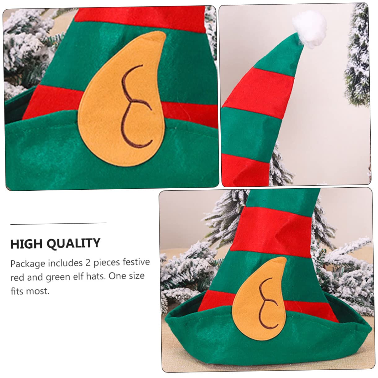 SHOWERORO 4pezzi Cappelli Da Elfo Natalizi Accessori Per Festività e Feste Di Natale Decorazioni Divertenti Per Giochi e Celebrazioni