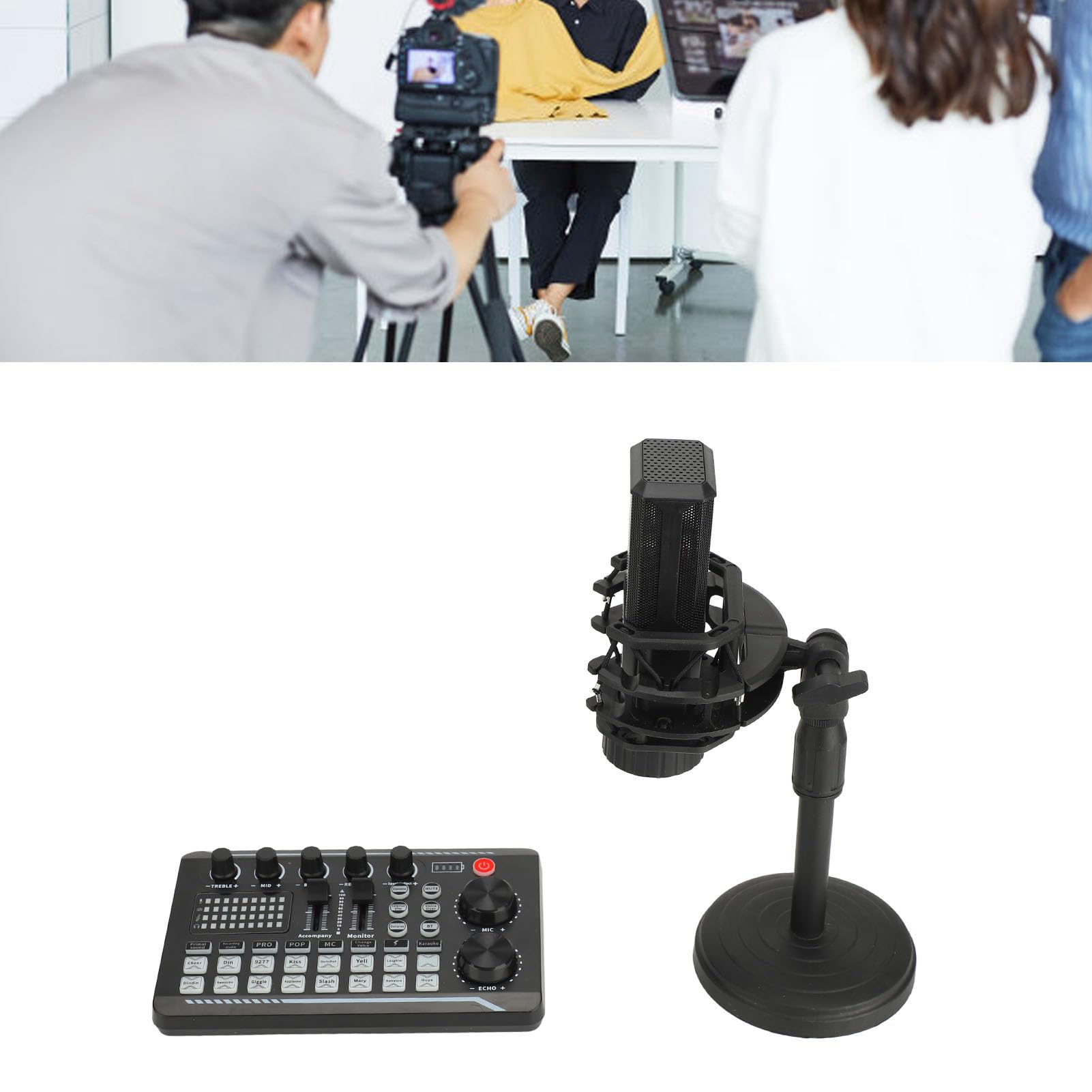 Paquete de Equipo de Podcast Micrófono de Condensador Cardioide Profesional Mezclador de Sonido para Grabación de Podcasting Canto Transmisión de Juegos Portátil