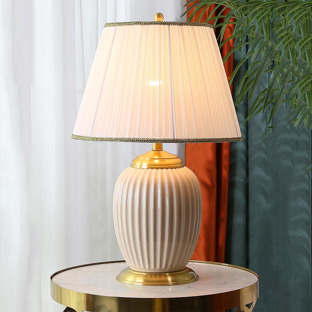 asdchZen 18/21/24" Modern Contemporary Ceramic Lamp For Living Room Desk Decor Lamps For Bedroom Farmhouse Bedside Nightstand End Table Lamps,-C-30 * 46Cm,C-30 * 46CM