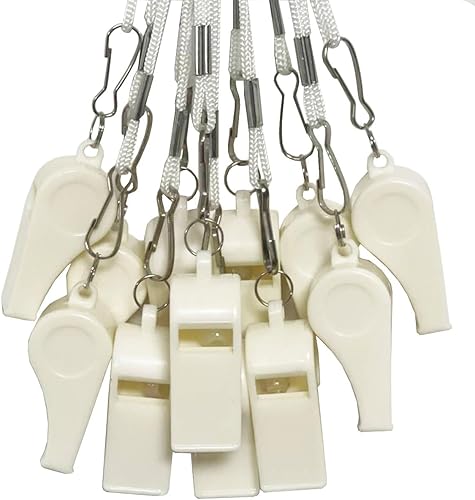 Vista 16 de 20 piezas de silbatos fuertes de plástico con cordón para entrenadores árbitros baloncesto fútbol deportes entrenamiento evento salvavidas Verde