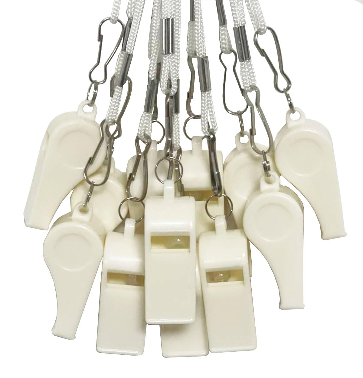 DYBADYSA 20 Pcs Plastic Loud Whistles with Lanyard for Referee Coaches Basketball Football Sports Training Game Event Lifeguard Survival Emergency Fun