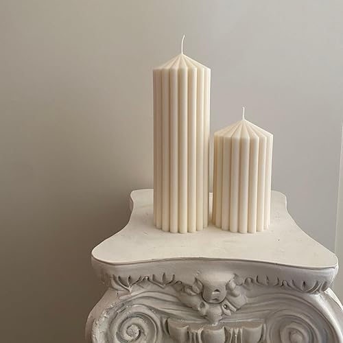 Miniatura 10 de Paquete de 2 velas perfumadas de cera de soja de pilar acanalado para decoración del hogar, cumpleaños, boda, Navidad (vela de pilar acanalada