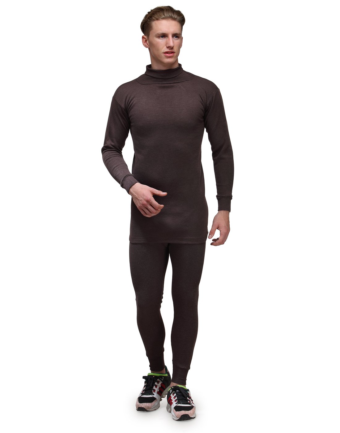 AlfaMen's High Neck Full Sleeves Thermal Set Top and Lower | Winter Inner Wear Set