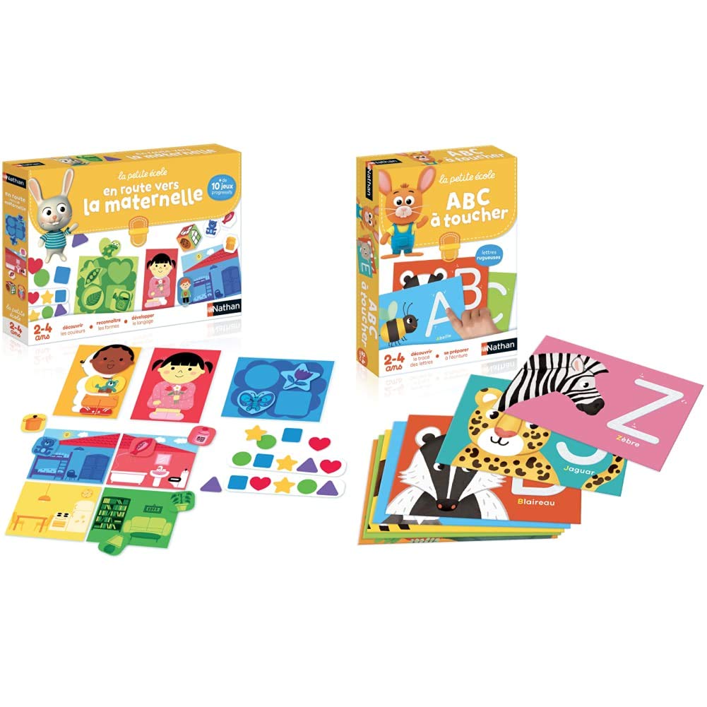 Nathan - 1,2,3 à Toucher - Coffret 6 Jeux éducatifs Chiffres Rugueux Montessori 2-4 Ans