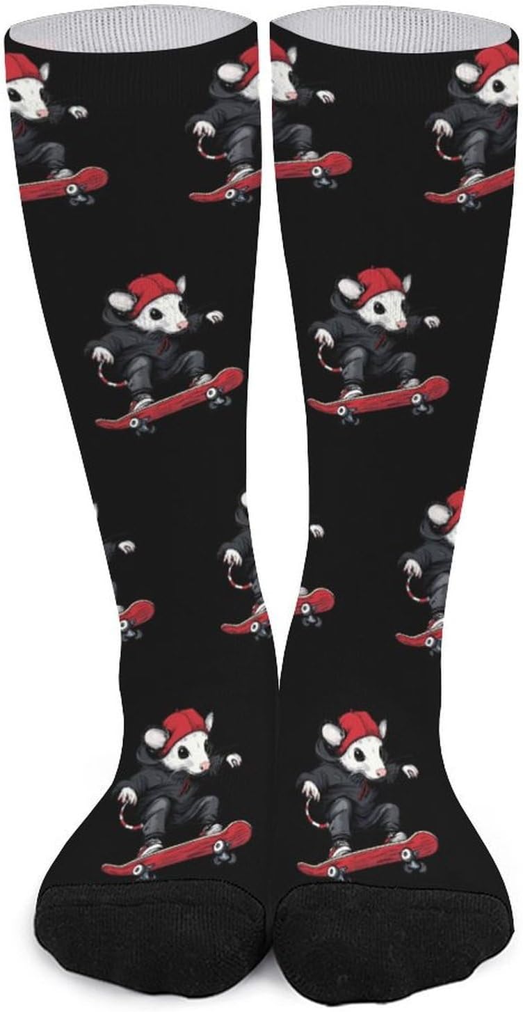 Opossum Skateboard Possum Skater Knee High Socks Athletic Long Stockings Sport Casual Crew Tube Sock Boot 40cm