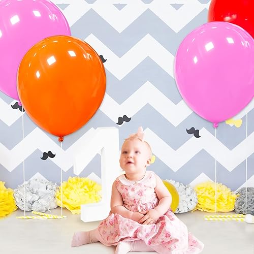 Miniatura 5 de 32 globos grandes de color rosa de 18 pulgadas, globos redondos de látex grandes para decoración de cumpleaños y bodas (rosa)