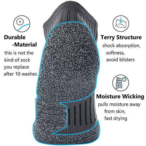 Cwvlc Unisex Cushioned Compression Athletic Ankle Socks Multipack, 6-Pairs Black Charcoal Royal, L 10.5-13 W Us/ 9-11.5 M Us #TOP3