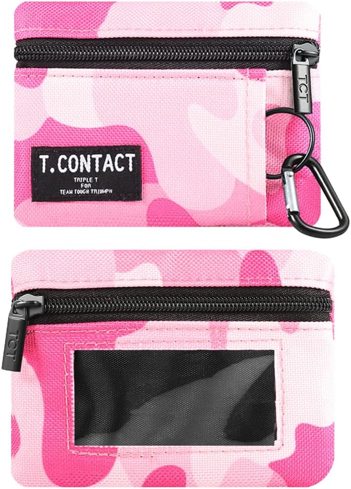 Wallet for Women and Men Mini Zip Card Case with Clear ID Window Zipper Coin Purse Lightweight Portable Keychain Wallet image 2