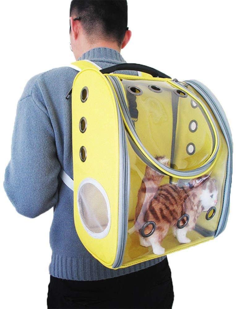 Espacio Panorámico Mochila para Animales Transparente Mochila para Perros Gato Mochila Móvil Viaje para Gatos Gorras para Animales Pequeños Mochila De Viaje Transpirable Portátil Pequeña