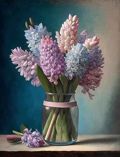 Kit de pintura de diamantes para adultos, patrón de ramo de jacinto, pintura de diamante redondo 5D, manualidades de bricolaje, aplicar a decoración