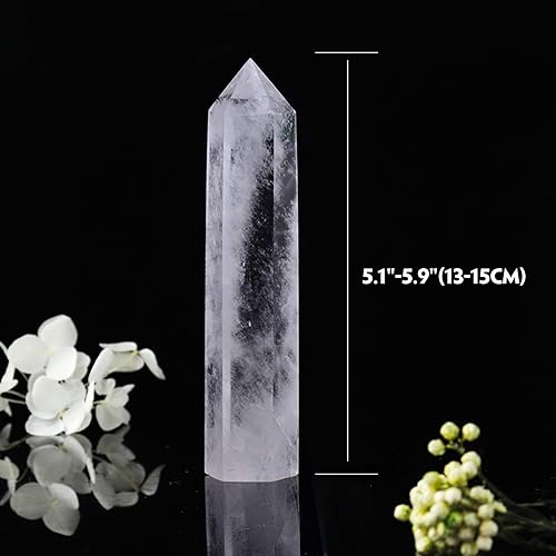 Miniatura 2 de Runyangshi Torre grande de cristal de cuarzo transparente de 5.1 a 5.9 pulgadas (5.1-5.9 in), varita de cristal de prisma facetado natural, 6