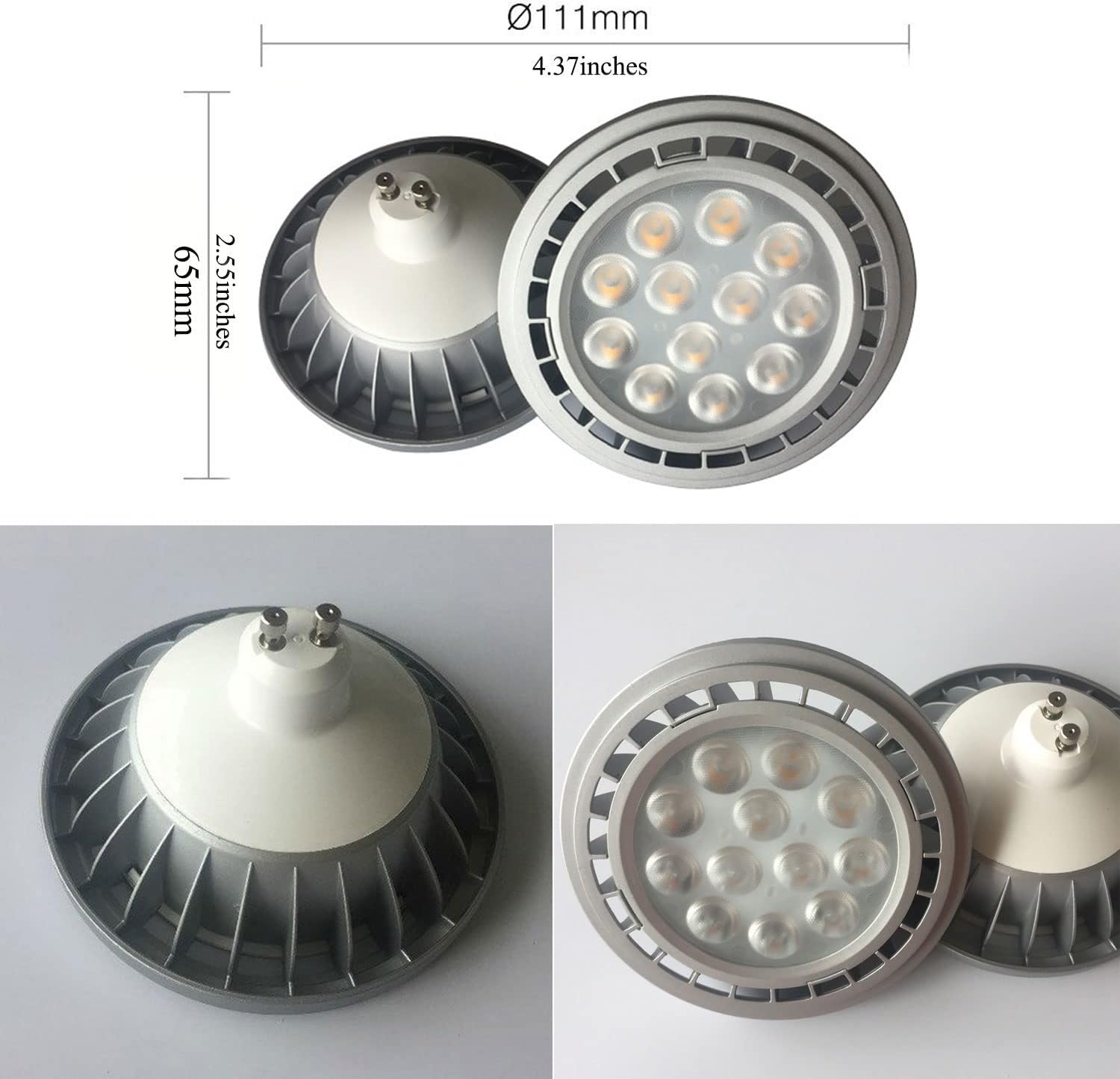 AR111 Reflector Flood Light Bulb GU10 Base 12W (Equivalent ES111 Bulb 120W), Warm White 3000K, 60° Beam Angle, 1200 Lumens, Non-Dimmable, AC85-265V GU10 LED Reflector Light Bulbs, Pack of 4