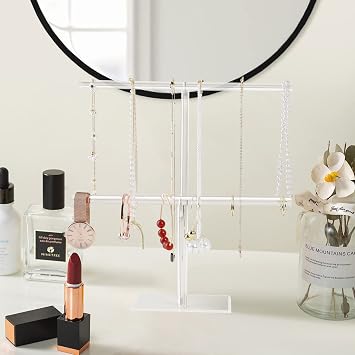Acrylic Jewelry Stand, 2-Tier Necklace Holder, Jewelry Display Holder