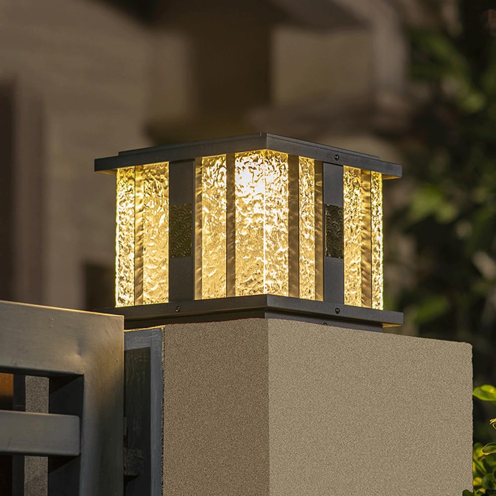 Solarne lampy słupkowe na zewnątrz, nowoczesne lampy słupkowe LED, wodoodporne oświetlenie słupkowe, latarnia ogrodzeniowa na werandę, podwórko, skrzynka pocztowa, 2 szt