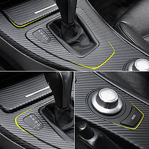 Center Console Dashboard Vinyl Wrap Cover Matte Black Carbon Fiber Interior Pre-Cut Armrest Console Panel Protective Decoration Sticker Accessories For Bmw E90 Sedan E91 Touring 2005-2011 #TOP7