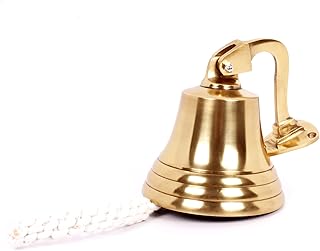 Wall Hanging Nautical Ship Bell 5 inch Brass Chrome, Wall Mounted Bell for Indoor/Outdoor Pub Office Dinner School Last Order Halloween Christmas Maritime Duty