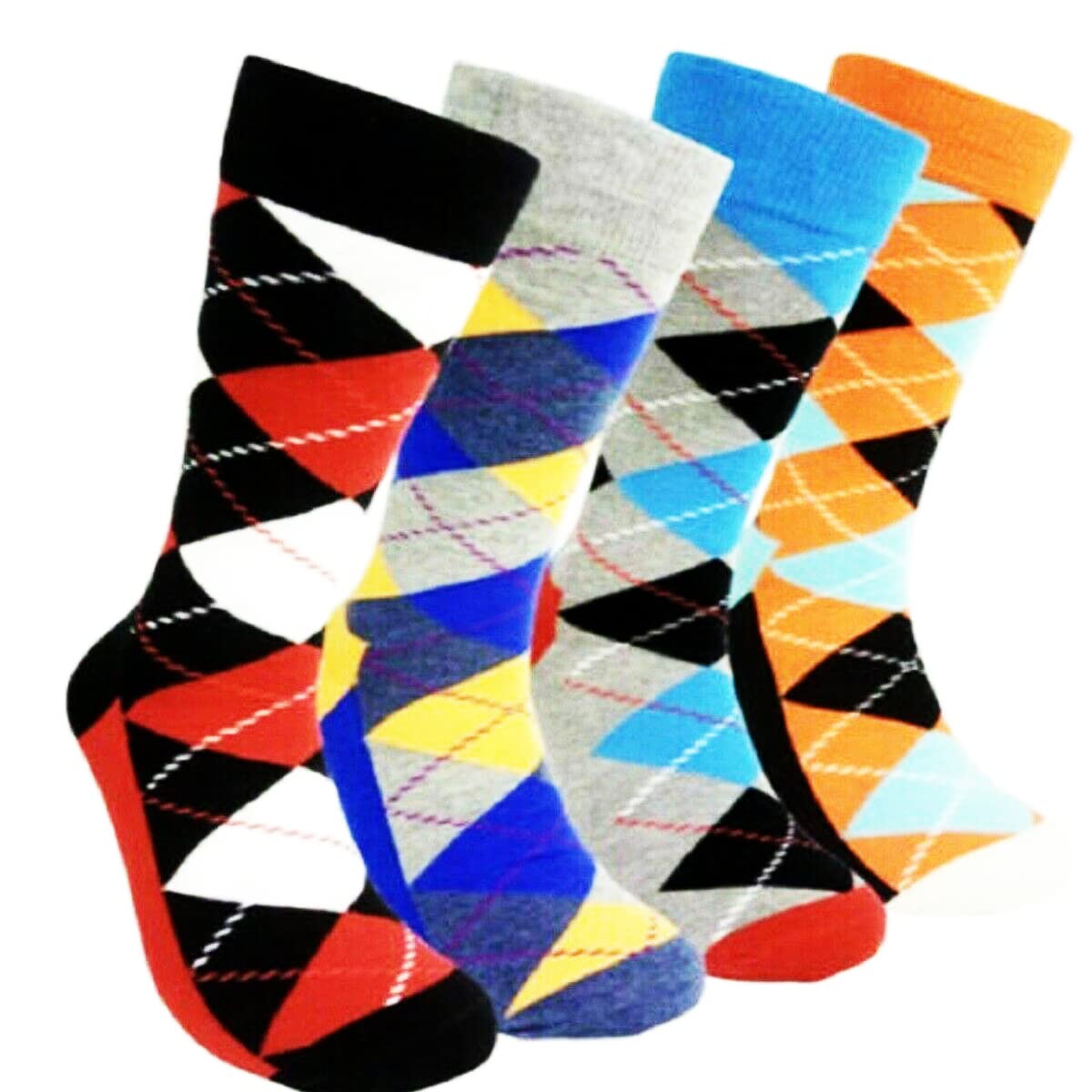 Vearz Men's Pack Of 6 Argyle Diamond Bright Socks Cotton Rich Lycra Design Socks Size 6-11 (Uk 6-11, )