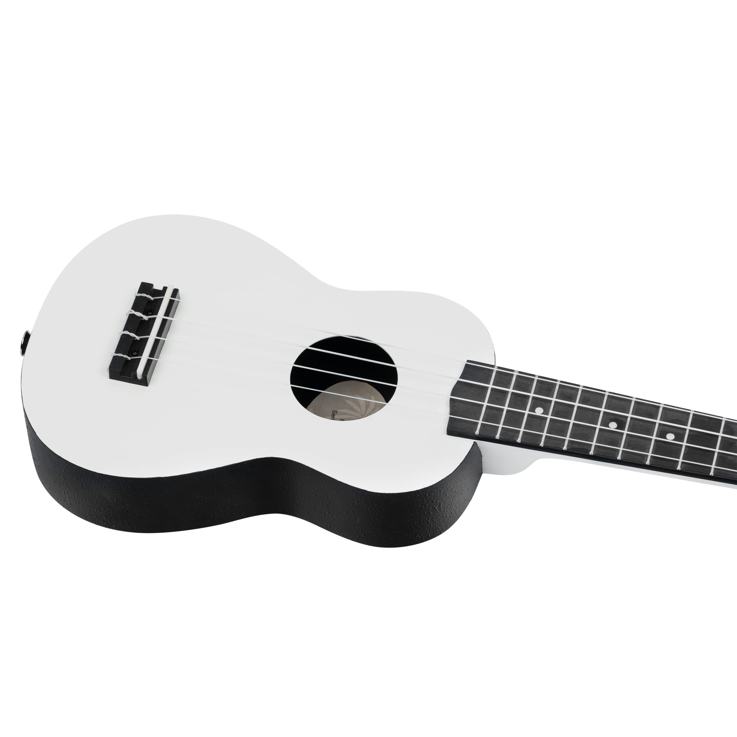 Ortega Guitars Ukelele Soprano blanco - Keiki K2 - Kit de inicio incluye afinador, correa, 5 púas medianas y bolsa de dibujo - pastel/tomatillo (K2-SCL)
