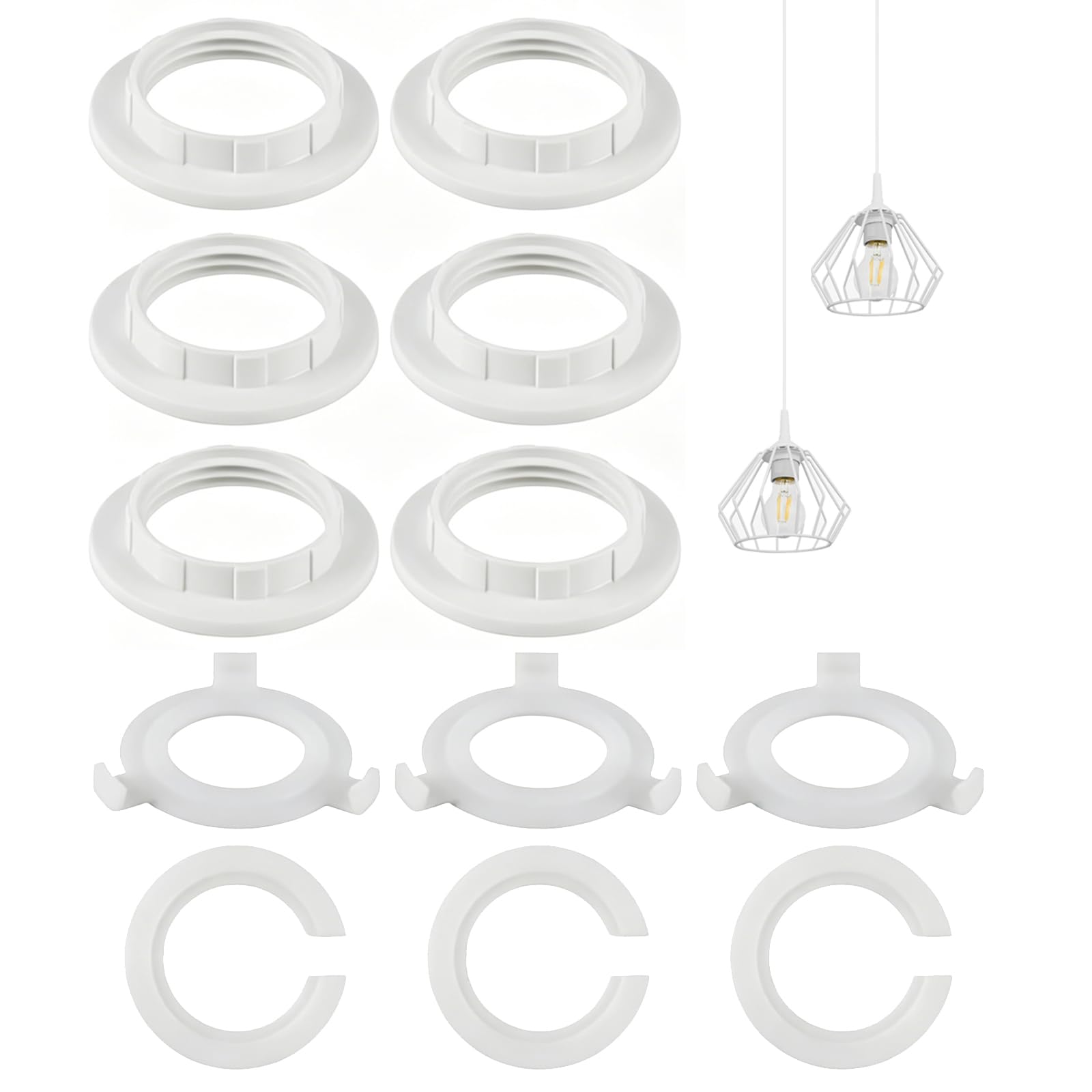 12 Pcs Lampshade Reducer Rings, E27 to E14 Converter Ring