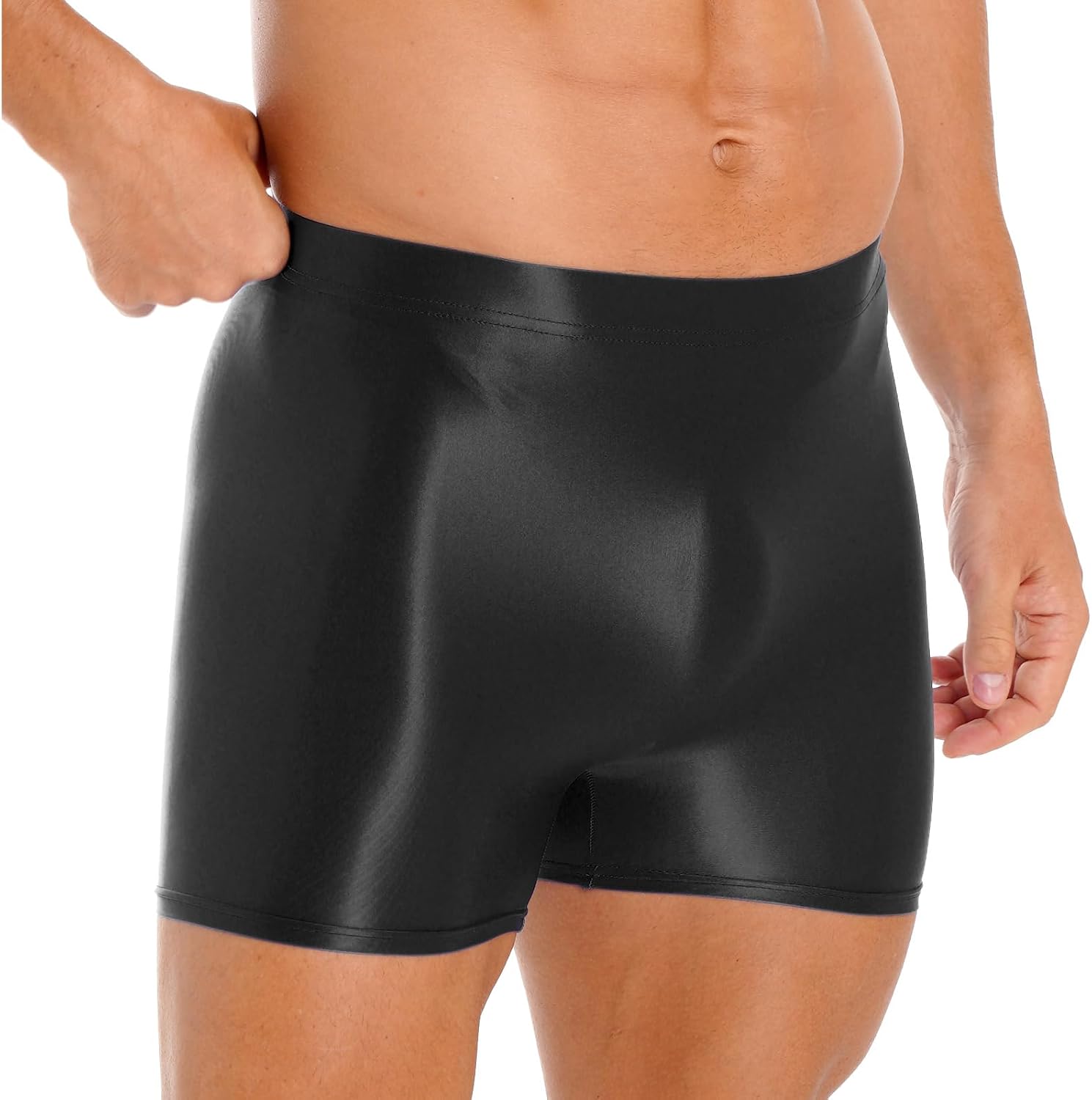 YiZYiF Men's Elastic Nylon Glossy Underwear High Waist Sports Bottoms Swimming Trunck Boxer Shorts