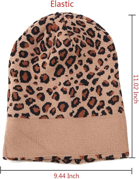 Leopard Print Beanie Hat Trendy Animal 