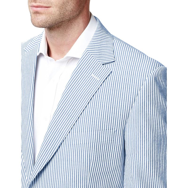 HBDesign 2 Piece Mens Seersucker Summer Suits Grooms Sear Sucker Suit for Beach Wedding Suit Mens Slim Fit 2 Button Suit3