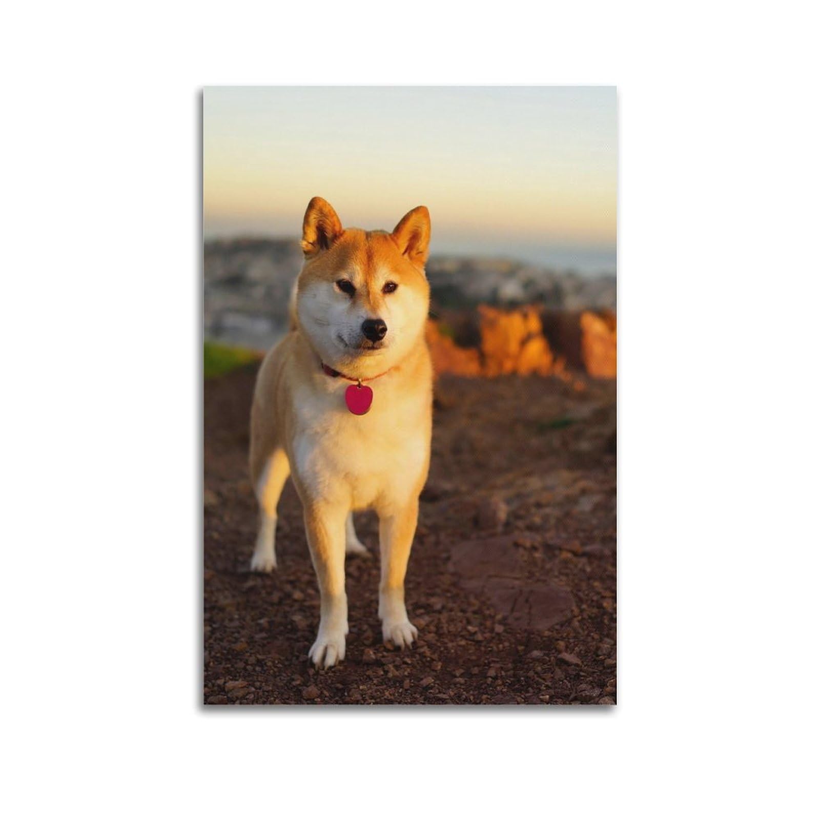 Xkuga Boys Unframe-Style Animal Poster Wildlife Vintage Shiba Inu City Sunset Modern Decorative Canvas Prints - Ideal Wall Art For Family, Man Cave, Game Room, & Girls Bedroom 16X24inch(40X60cm)