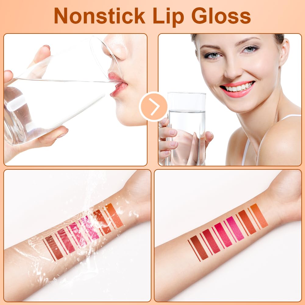 LOPHE Matte Liquid Lipstick Lip Liner Set,Lip Liner and Lip Gloss, 6PCS Nude Lipstick Set including Automatic Lipliner - Image 3