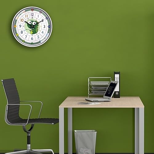 Miniatura 7 de Reloj de pared para niños, 12 pulgadas, fácil de leer, silencioso y colorido sin tictac, funciona con pilas, para sala de estar, dormitorio, aula,