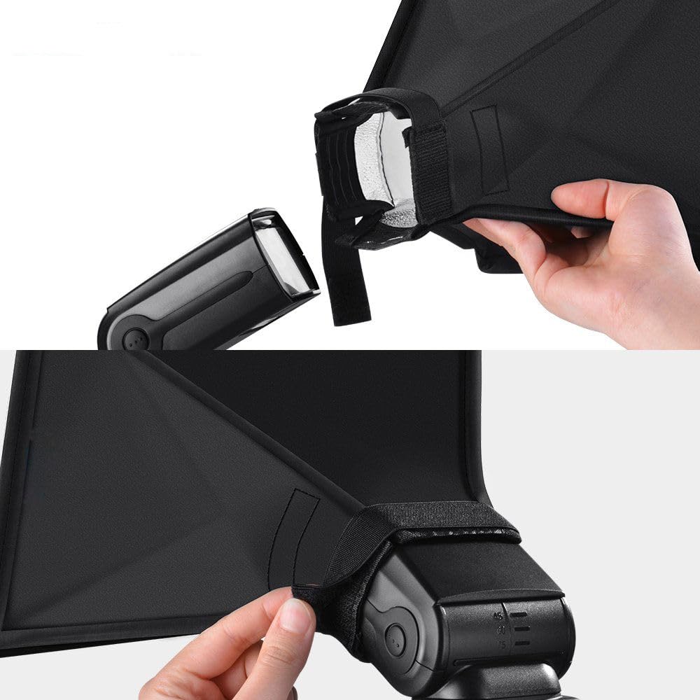REFLEX CAMERA Difusor de flash universal Softbox de 30 x 20 cm para cámara réflex digital Speedlite | Modificador de luz portátil plegable para flash | Iluminación suave y uniforme con bolsa de