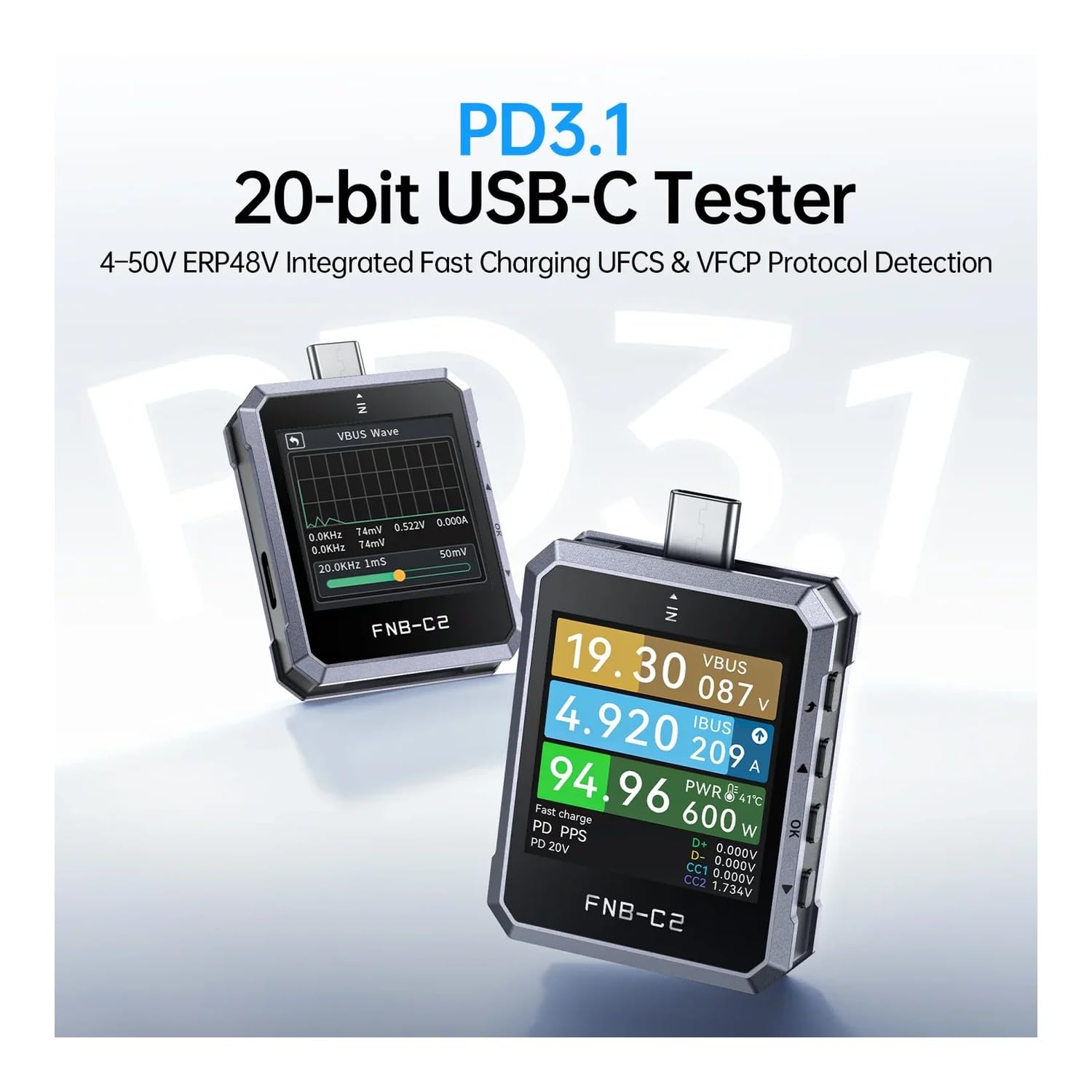 FNIRSI FNB-C2 USB tester protokołów zasilania szybkiego ładowania