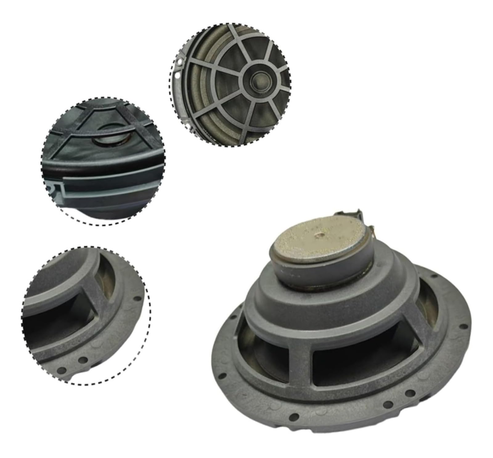 Haut-parleur de porte avant de remplacement for Citroën C2, C3 et C5 et Peugeot 206, 307, 308, 407, 408 et 3008 (référence 9807145580), en ABS noir.