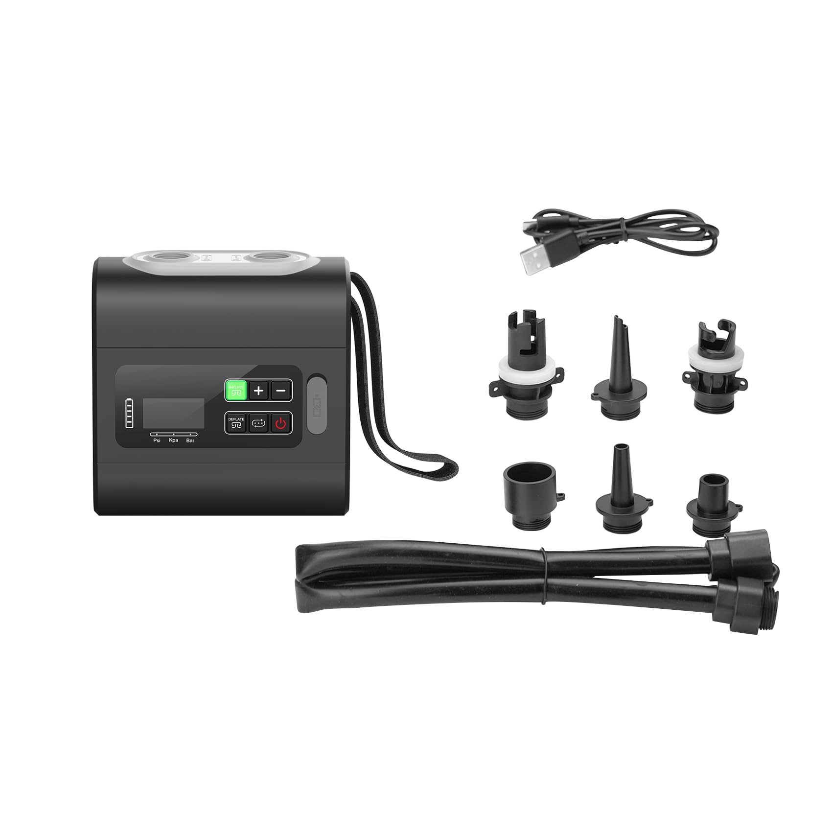 Nilox Air Pump NXOUTDOORPUMP, Tragbarer Luftkompressor Elektrisch Wiederaufladbar, Inflator mit Inflate/Deflate 22 PSI, 5000 mAh Akku, LCD Display, Kompressor Zubehör, für SUP Kajak Camping