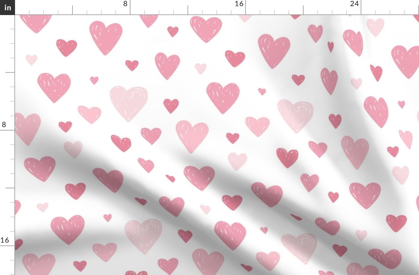Spoonflower Fabric - Love Heart Pink Pastel Printed on Organic Cotton Sateen Fabric by The Yard - Sewing Quilting Apparel Home Decor