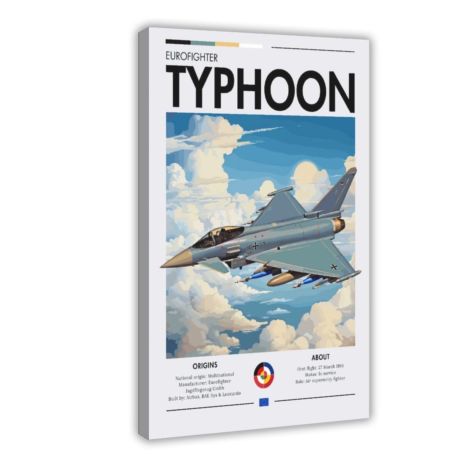QZFNCOYU Eurofighter Typhoon Poster Canvas Poster Wall Art Decor Print Picture Paintings for Living Room Bedroom Decoration 12x18inch(30x45cm)
