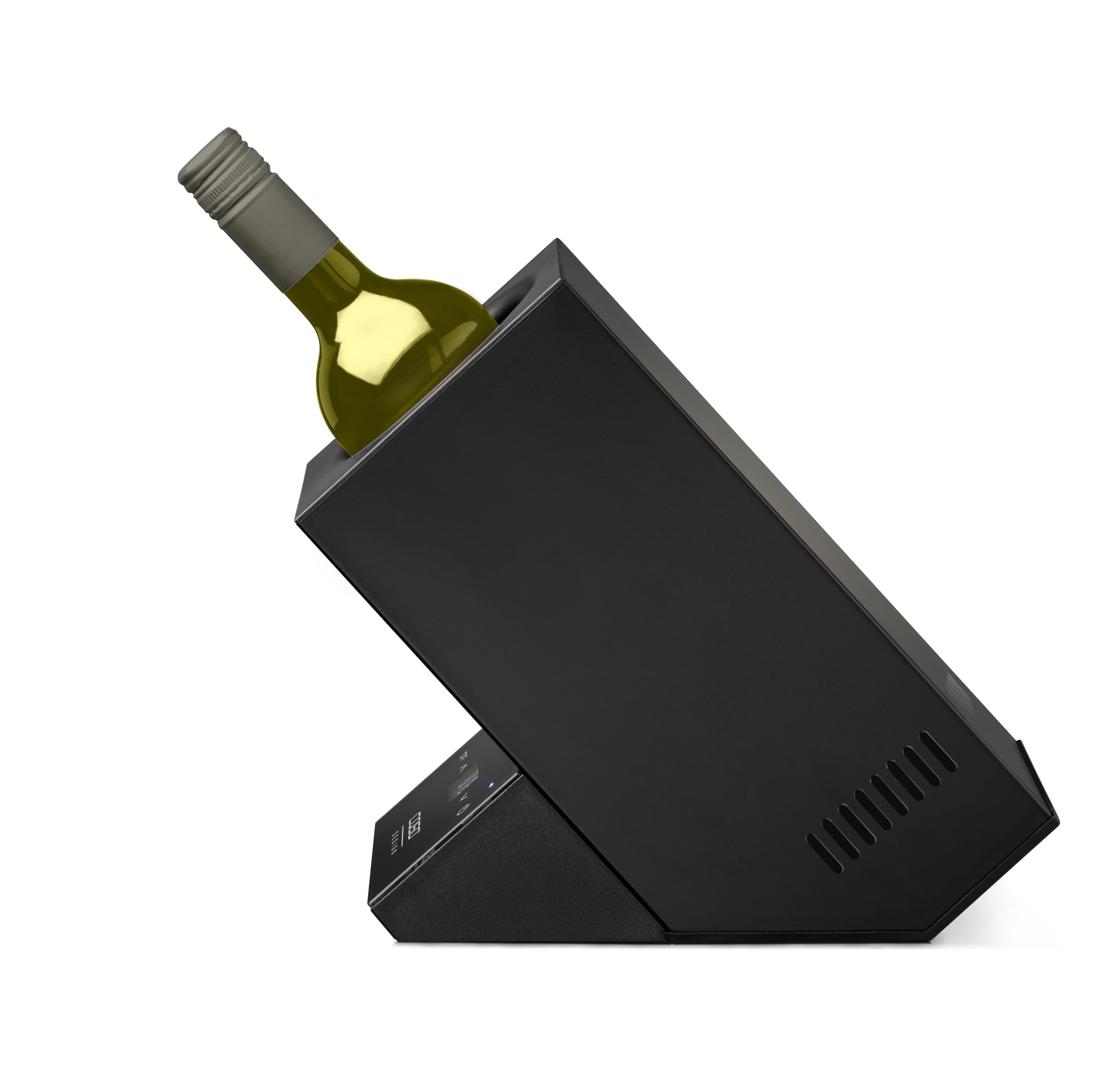 CASO WineCase One Black - Enfriador de vino para una botella, rango de temperatura de 5 – 18 °C, para botellas de hasta 9 cm de diámetro, control táctil, carcasa de acero inoxidable, negro