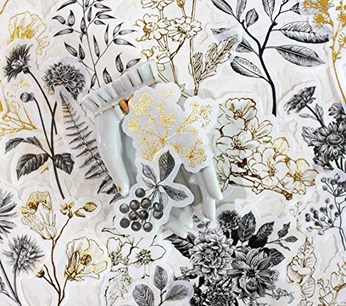 Knaid Botanical Large Gold Foil Stickers Set (120 Pieces) - Flower And Leaves Washi Sticker For Scrapbooking, Kid Diy Arts Crafts, Album, Bullet Journaling, Planners, Calendars And Notebook #TOP1