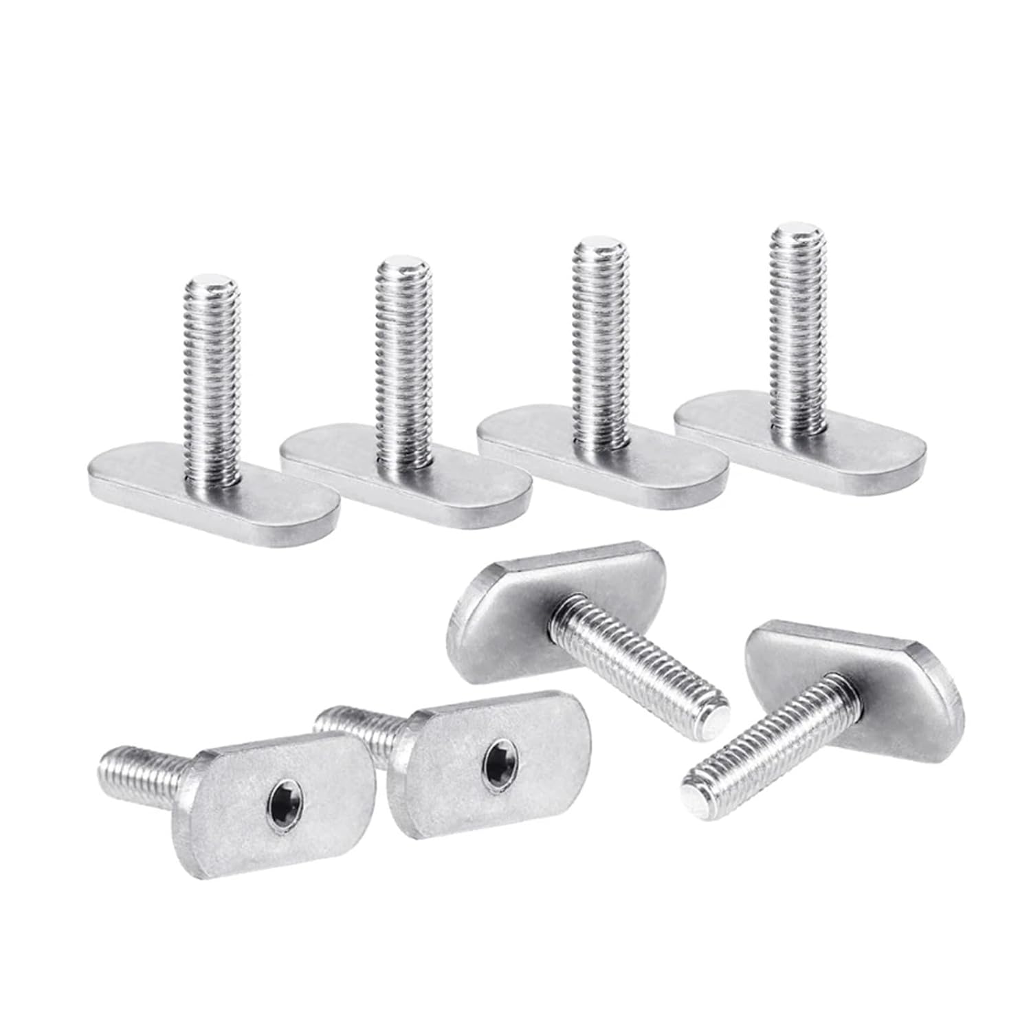 8Pcs Stainless Steel M5/M6 Kayak Rail/Track Screws and Track Nuts for T Slot Bolt Replacement Fishing Parts Rails Bolt(M6)