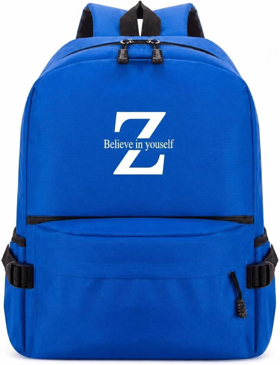 Travel Rucksack Oxford Cloth Backpack With Padded Straps Spacious Main Compartment Laptop Bag For Business Trip Weekend Getaway Outdoor Adventure, Blue with Z letter