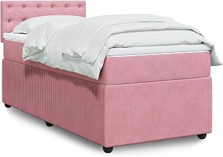 Azzrora Cama con somier, cama con somier, colchón con somier, con colchón, cama con somier, con colchón, color rosa, 100 x 200 cm, terciopelo