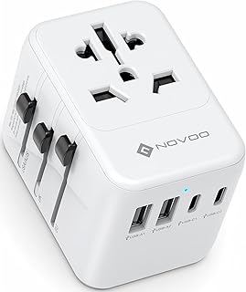 NOVOO Adaptateur de Voyage Universel Adaptateur Prise Universelle PD 21W avec 2 USB et 2 Type C Adaptateur Universel France vers USA UK Allemagne Australie Chine Japon