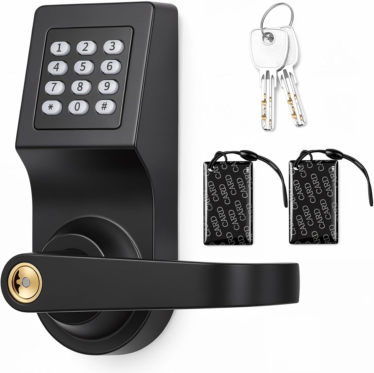 Hicarer 1 Pack Commercial Keypad Door Lock with Handle, Matte Black