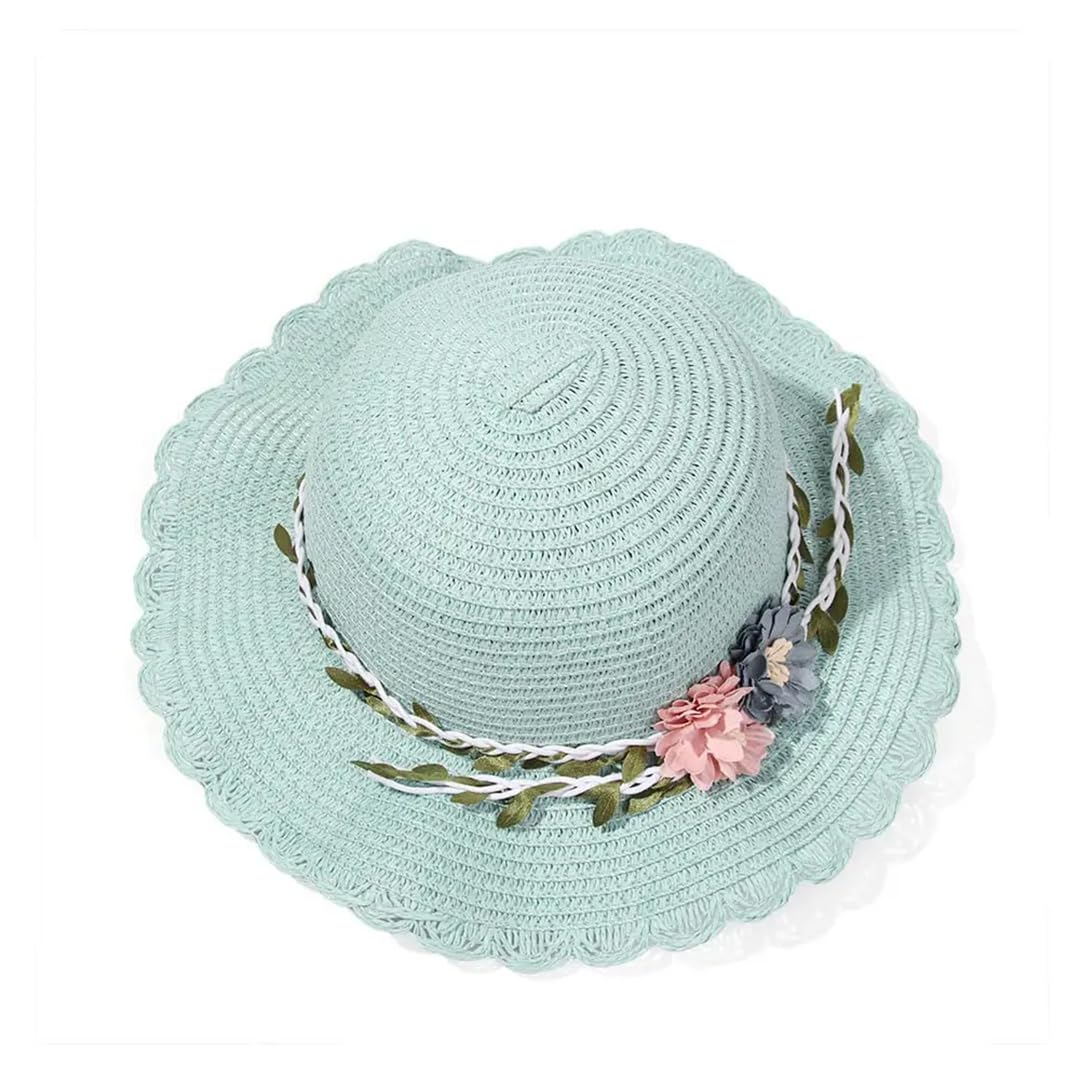 Yeuyyben Sombrero de playa para niña, de verano, con flores, bolsa para bebé, tejido de paja, mochila de mensajero para niños