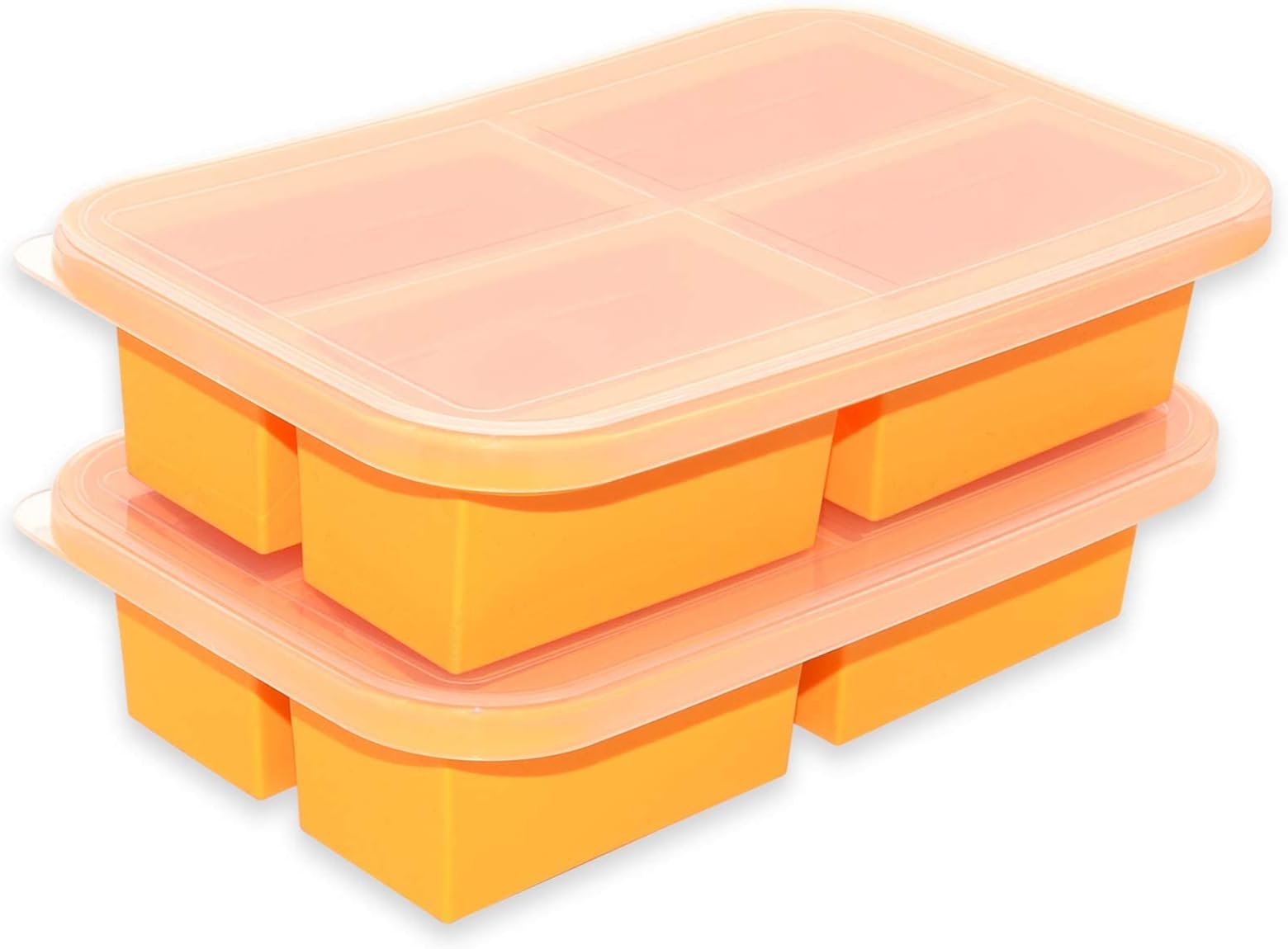 Bangp 1-Cup Silicone Freezing Trays with Lid,2 Pack,Easy-Release Silicone Freezer Molds for Soup Ice Cubes,Soup Freezer Molds,Freeze & Store Broth,Sauce,Leftovers - Makes 8 Perfect 1 Cup Portions