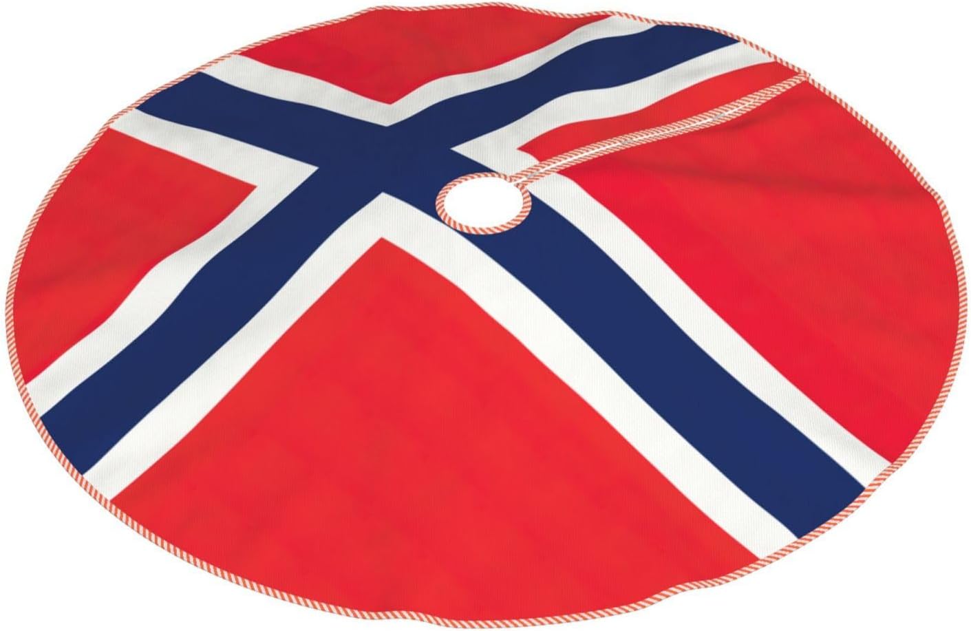 Norwegian Flag Print Rustic Thick Xmas Tree Skirt Xmas Holiday Indoor Party Outdoor Decoration Christmas Pattern