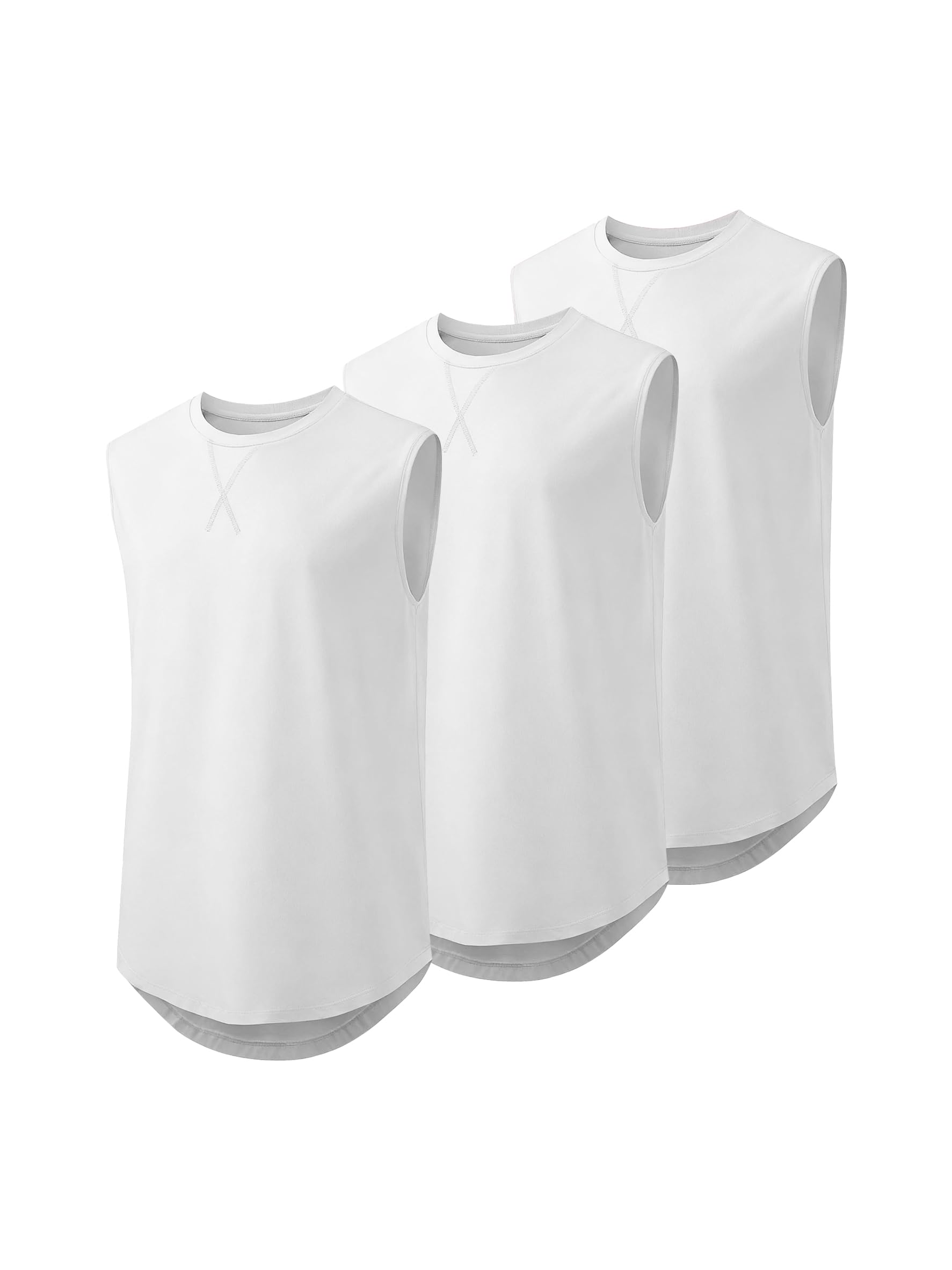 JMIERR Herren 3 Pack Baumwolle Tank Top Hipster Hip Hop Longline Crewneck ärmellose Shirts S-3XL