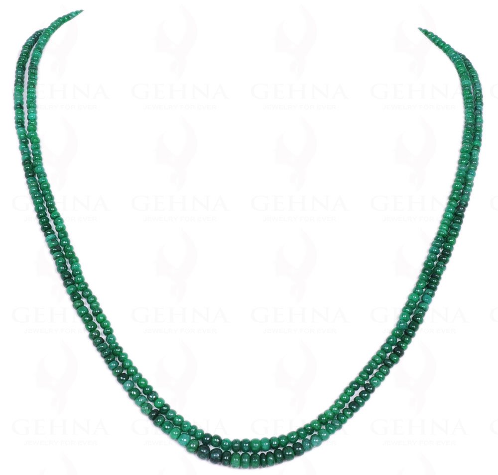 gehna 2 Rows of Emerald Gemstone Round Cabochon Bead Strand-picture-20
