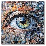 Bastel Deko Malen Nach Zahlen Erwachsene Augen Der Stadt, Paint by Numbers Adult Einfaches Leinwand Bilder, Diy kreativ set für Erwachsene mit Pinseln und Acrylfarbe Wanddeko 40x40cm
