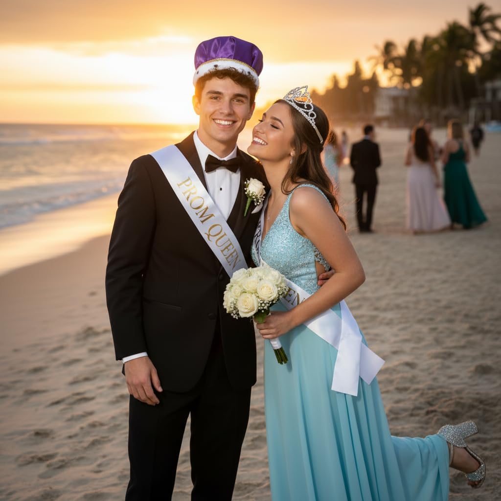 Satin Crown with Sequins and Sharona Tiara Coronation Set