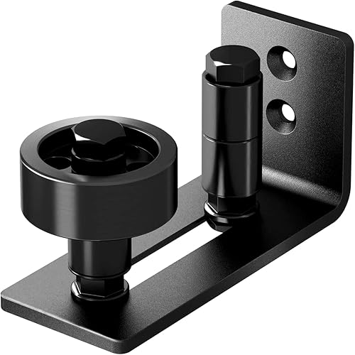 Miniatura 10 de Yahpetes 1 guía de piso para puerta corrediza, guía de piso de puerta de granero de doble rueda, rodillo ajustable montado en la pared, guía de piso